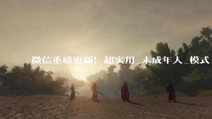 微信重磅更新！超实用_未成年人_模式_访问